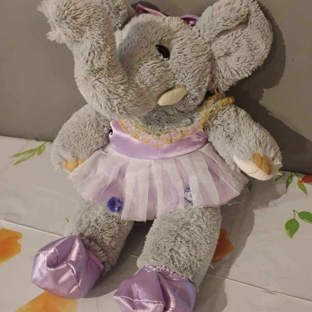 The Bear Factory Grey Elephant Plush Ballerina Purple Tutu Vintage 2001 Stuffed